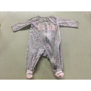 Carter's “Little Sister" Zip Up One Piece Sleeper Pajamas PJs 3m
